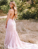 Robe de bal de fin d'année sirène à bretelles spaghetti