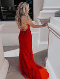 Robe de bal de fin d'année sirène à bretelles spaghetti