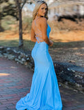 Robe de bal de fin d'année sirène à bretelles spaghetti