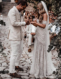 Robe de mariée en dentelle sirène à cœur doux