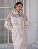 Robe mère à manches longues en dentelle abricot