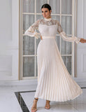 Robe mère à manches longues en dentelle abricot