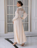 Robe mère à manches longues en dentelle abricot