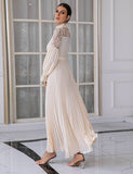 Robe mère à manches longues en dentelle abricot