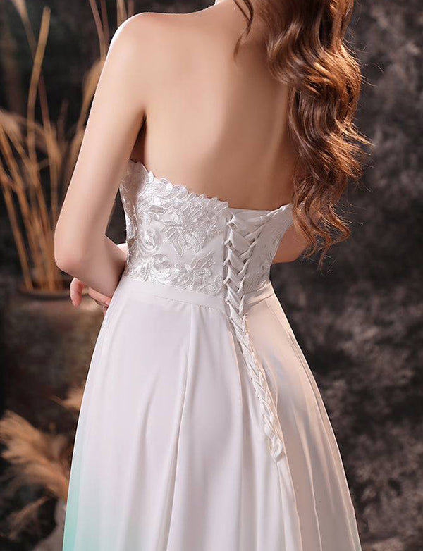 Robe de mariée en dentelle à dos ouvert, simple et en forme de cœur