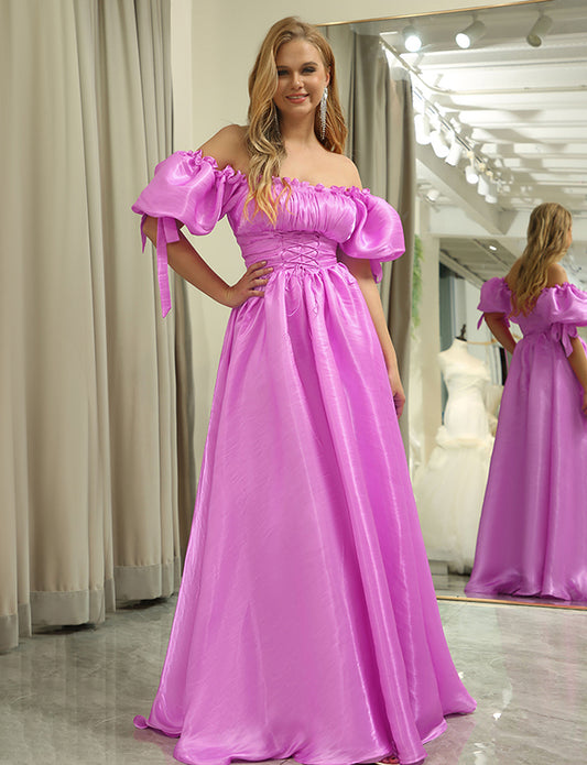 Robe longue de soirée convertible en ligne A Fuchsia