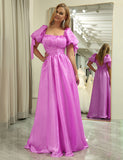 Robe longue de soirée convertible en ligne A Fuchsia