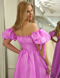 Robe longue de soirée convertible en ligne A Fuchsia