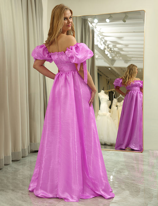 Robe longue de soirée convertible en ligne A Fuchsia