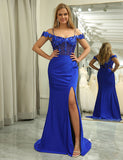 Robe longue de sirène avec appliques
