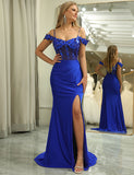 Robe longue de sirène avec appliques