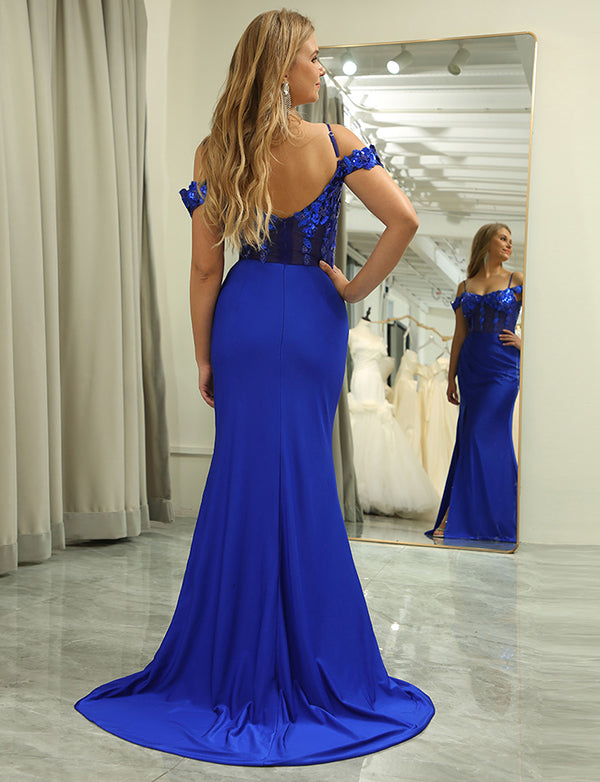 Robe longue de sirène avec appliques
