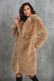 Camel revers cranté long fausse fourrure long Shaggy femmes manteau