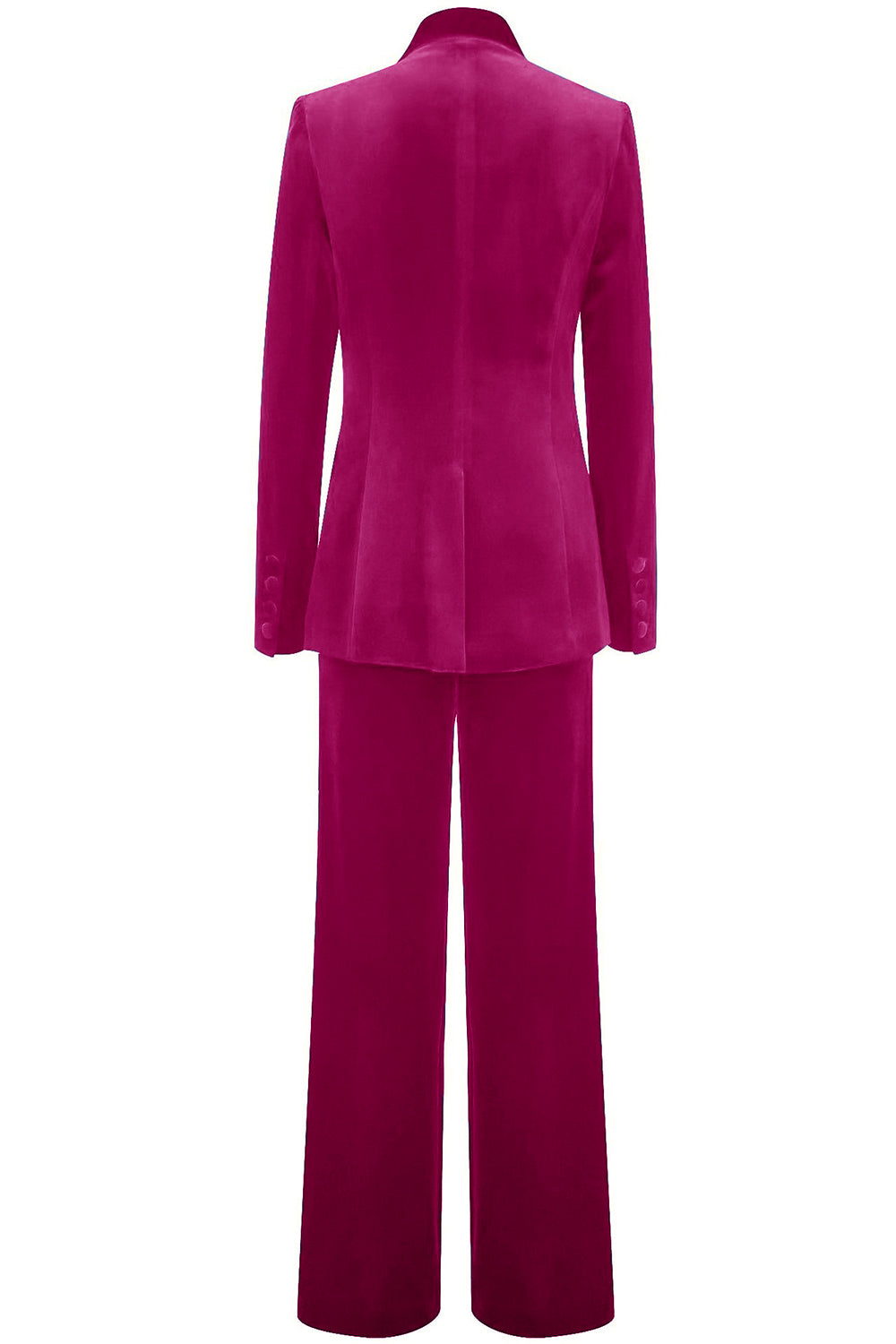 Costume de femme en velours bleu royal avec revers échancré et une seule bouton
