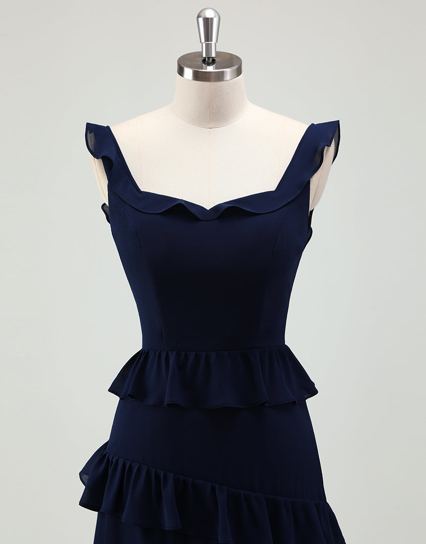 Robe de bal encolure carrée et dos nu en forme de A de la marine