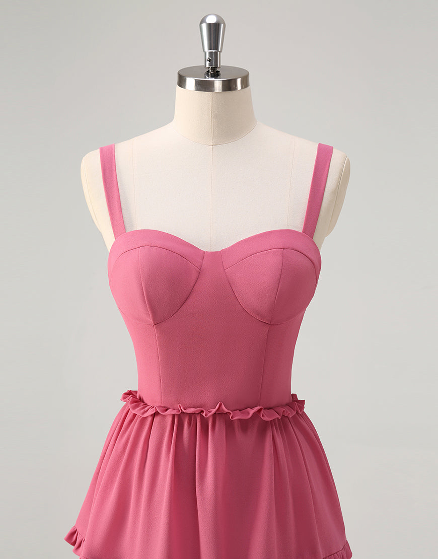 Rusty Rose Robe longue de bal en ligne A avec dos en lacet spaghetti, fente et coupe A-line