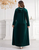 Robe Longue en Velours Élégante avec Manches Longues et Coupe Ample
