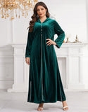 Robe Longue en Velours Élégante avec Manches Longues et Coupe Ample