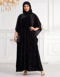 Robe Longue en Velours avec Manches Chauve-Souris 3/4 et Coupe Ample