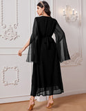 Robe A-Line Élégante en Tissu Tissé avec Appliqué Floral