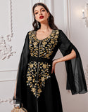 Robe A-Line Élégante en Tissu Tissé avec Appliqué Floral