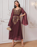 Robe A-Line Élégante en Tissu Tissé avec Appliqué Floral