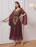 Robe A-Line Élégante en Tissu Tissé avec Appliqué Floral
