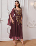 Robe A-Line Élégante en Tissu Tissé avec Appliqué Floral