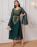 Robe A-Line Élégante en Tissu Tissé avec Appliqué Floral