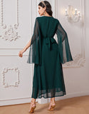 Robe A-Line Élégante en Tissu Tissé avec Appliqué Floral