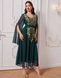 Robe A-Line Élégante en Tissu Tissé avec Appliqué Floral
