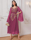 Robe A-Line Élégante en Tissu Tissé avec Appliqué Floral