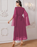 Robe A-Line Élégante en Tissu Tissé avec Appliqué Floral