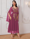 Robe A-Line Élégante en Tissu Tissé avec Appliqué Floral