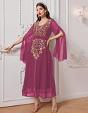 Robe A-Line Élégante en Tissu Tissé avec Appliqué Floral