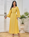Robe A-Line Élégante avec Ceinture et Strass