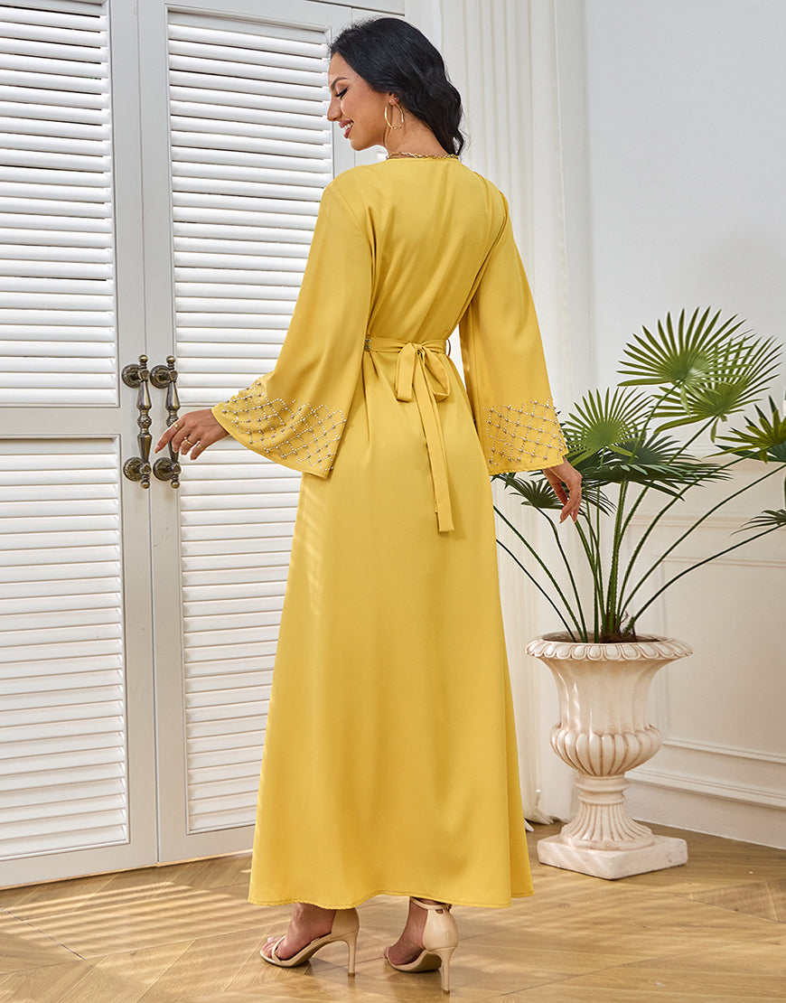 Robe A-Line Élégante avec Ceinture et Strass