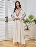 Robe Longue Élégante avec Manches Longues Broderie et Volants