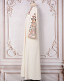Robe Longue Élégante avec Manches Longues Broderie et Volants