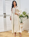 Robe A-Line Élégante en Coloris Abricot avec Col V