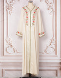 Robe A-Line Élégante en Coloris Abricot avec Col V