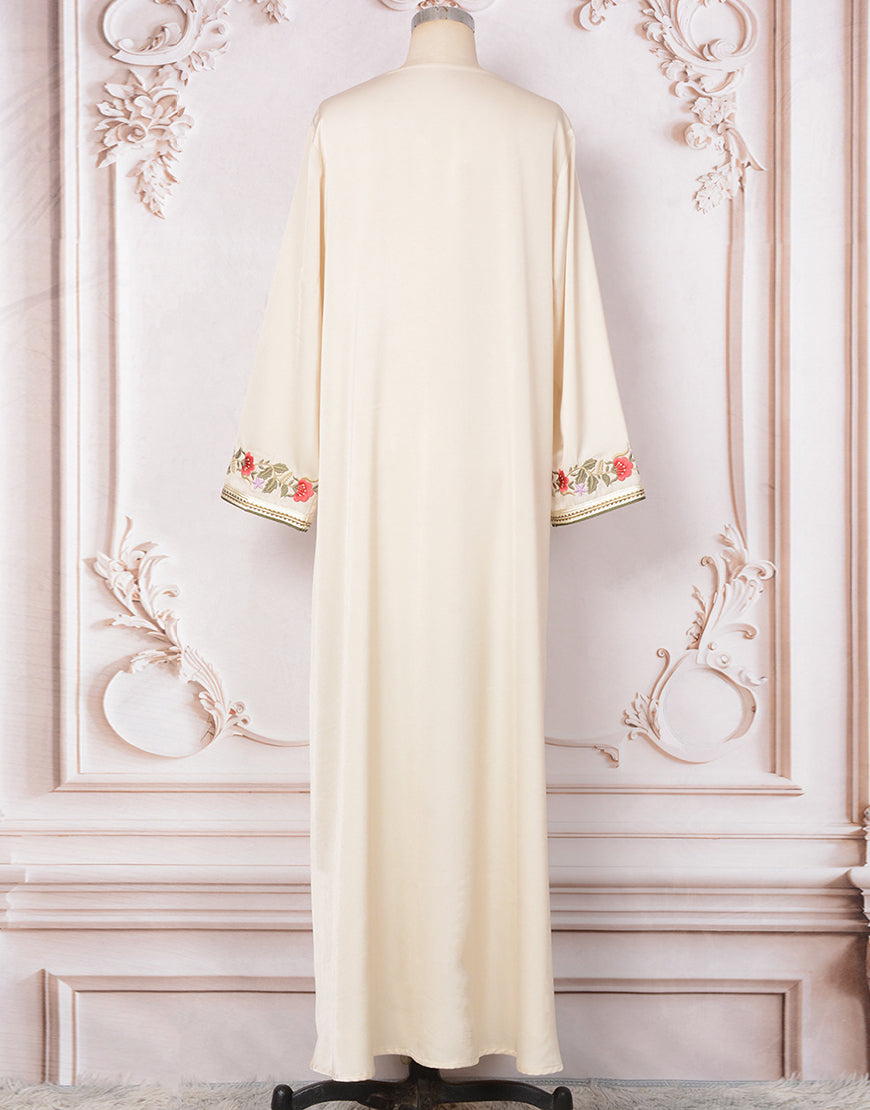 Robe A-Line Élégante en Coloris Abricot avec Col V