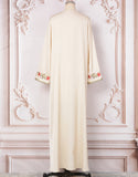 Robe A-Line Élégante en Coloris Abricot avec Col V