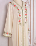 Robe A-Line Élégante en Coloris Abricot avec Col V