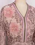 Robe Longue Élégante avec Manches Évasées Broderie Florale et Appliqués en Or