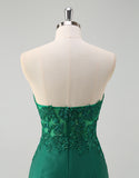 Robe de bal Green Sheath avec col en V sweetheart et application décorative