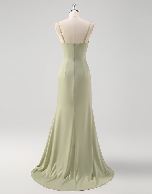 Robe de bal en spaghetti sans dos, avec ruchage, pour sirène sage