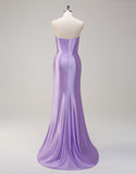 Robe de bal sirène à col bateau et cristaux avec fente