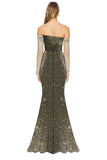 Colonne dorée Une épaule Robe longue formelle à sequins