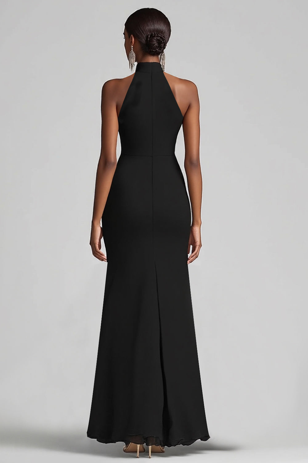 Dos nu Noir à volants Sirène Robe longue formelle avec fente